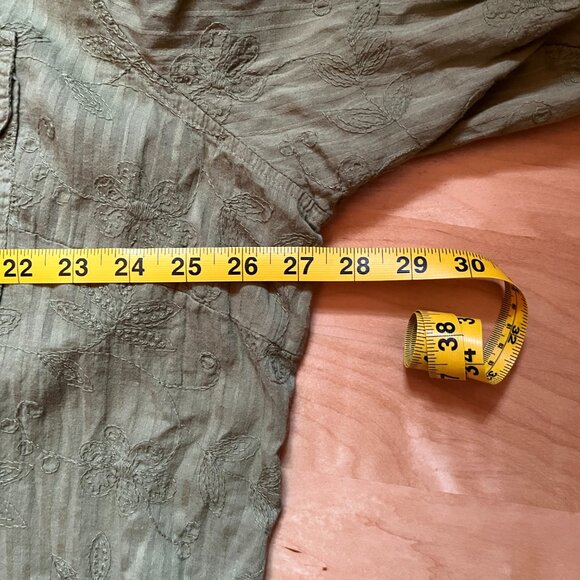 White Stag 100% Cotton green embroidered button-down blouse size 4X - Picture 8 of 10